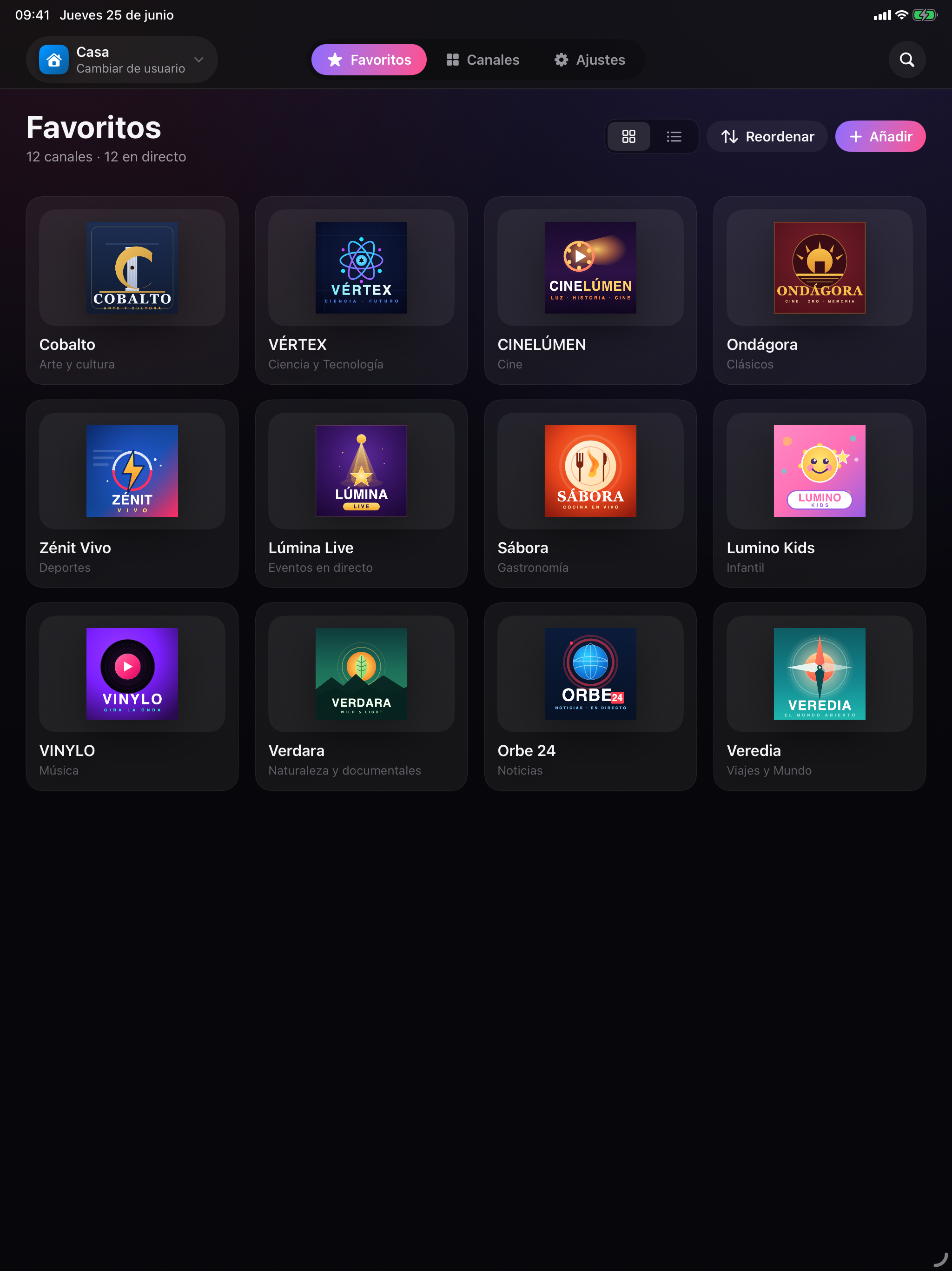 Pulsar IPTV en iPad