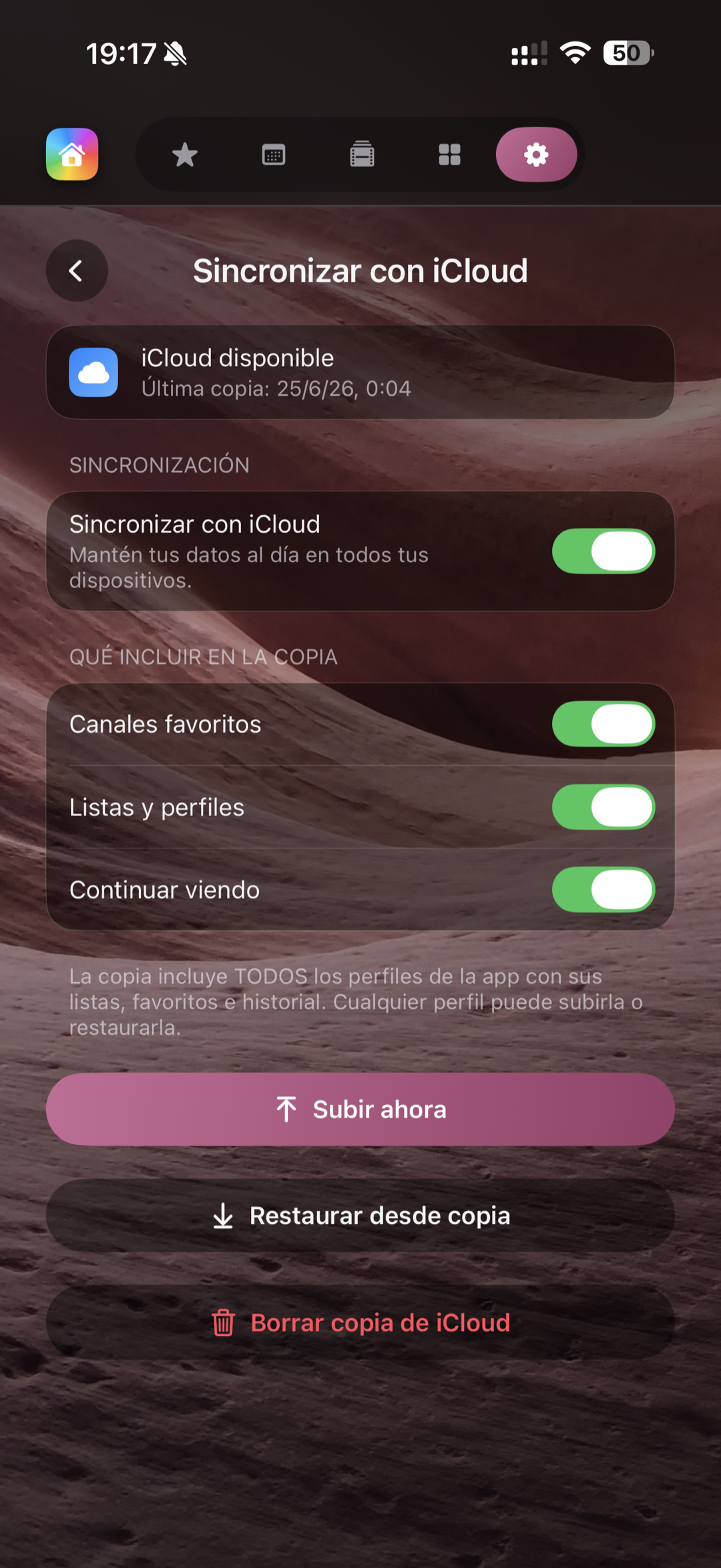 Sincronización iCloud