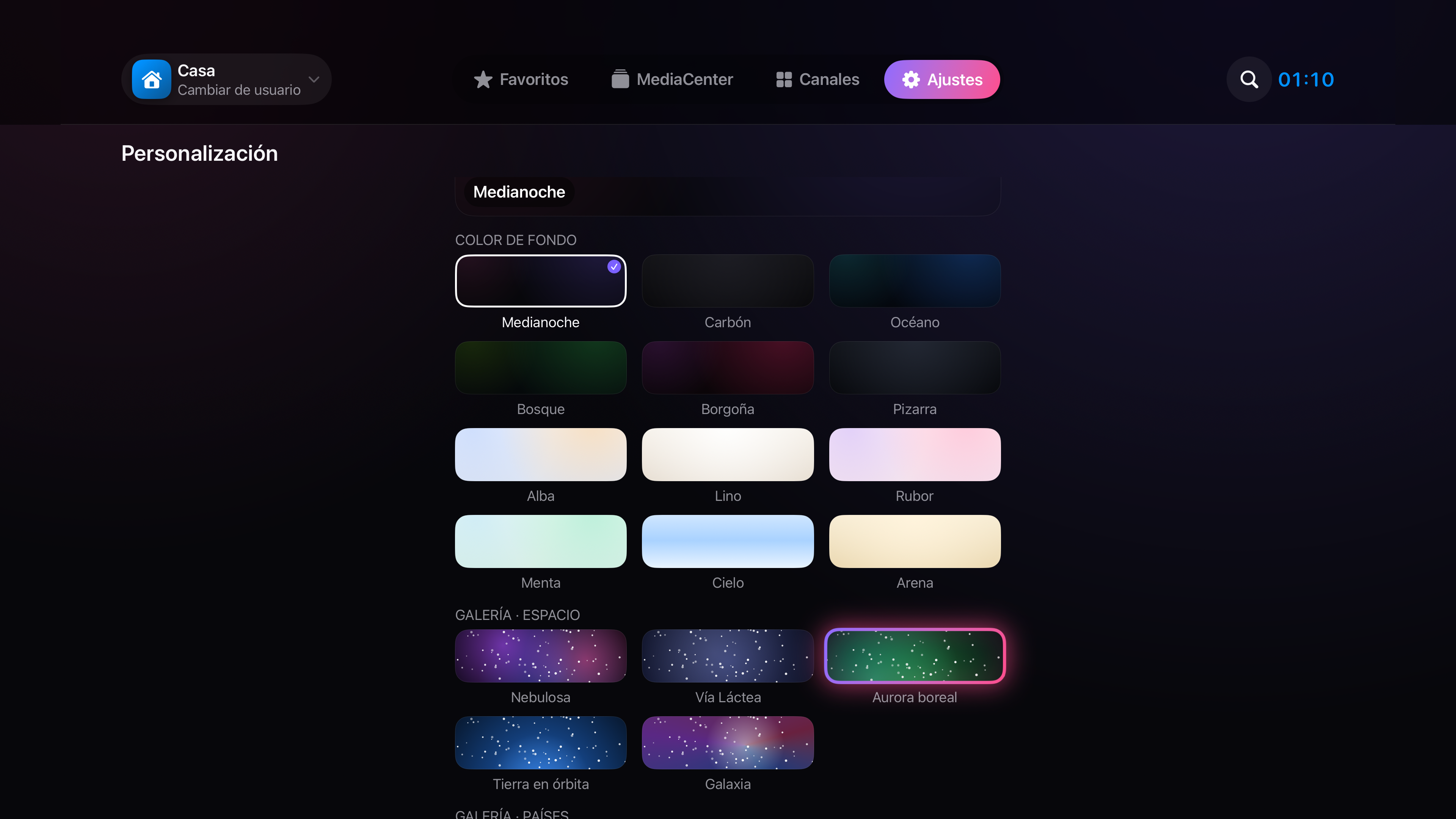 Personalización de fondo en Apple TV